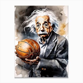 Albert Einstein Playing Basketball Abstract Painting (8) Canvas Print