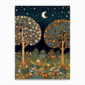 William Morris Two Trees At Night Canvas Print