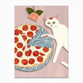 Cat And Pizza 4 Canvas Print