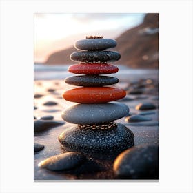 Balancing Stones On The Beach Canvas Print