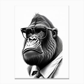 Gorilla In Bow Tie Gorillas Pencil Sketch 1 Canvas Print
