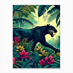 Panther In Floral Paradise Lienzo