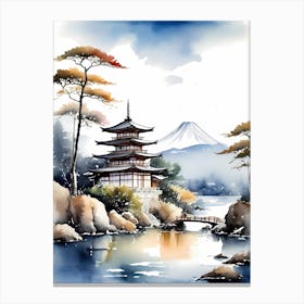 Japanese Landscape Watercolor Painting (67) Canvas Print