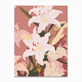Lilies Flower Big Bold Illustration 2 Canvas Print
