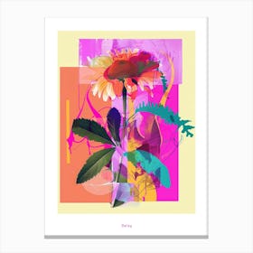 Daisy 4 Neon Flower Collage Poster Canvas Print