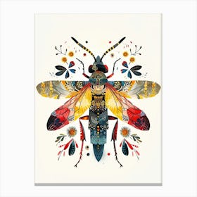 Colourful Insect Illustration Hornet 10 Canvas Print
