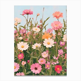 Pink Pastel Flowers Canvas Print