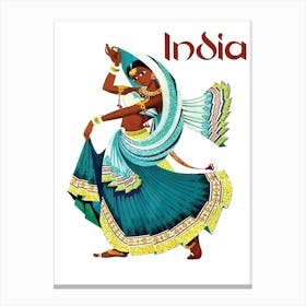India, Dancing Girl in Traditional Costume Canvas Print