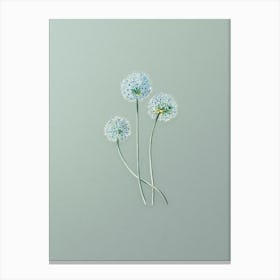 Vintage Blue Leek Flower Branch Botanical Art on Mint Green n.0827 Canvas Print