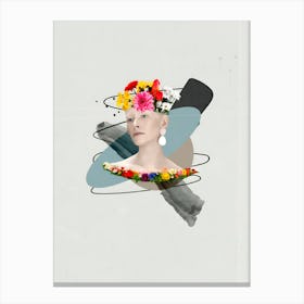 Woman With Flowers On Her Head 6 Canvas Print