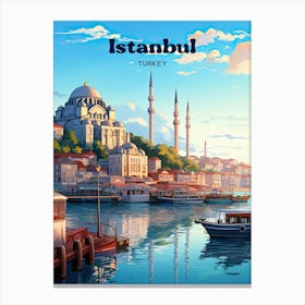 Istanbul Turkey Grand Mosque Travel Art Illustration Leinwandbild