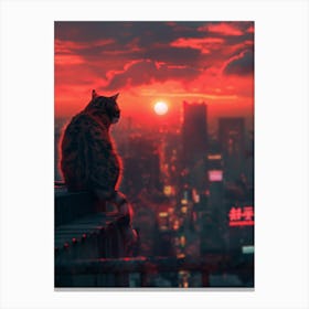 Cat At Sunset Canvas Print