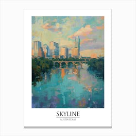 Skyline Austin Texas Oil Painting 1 Poster Canvas Print