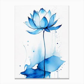 Blue Lotus Minimal Watercolour 1 Canvas Print