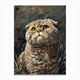 Scottish Fold Cat Relief Illustration 4 Canvas Print