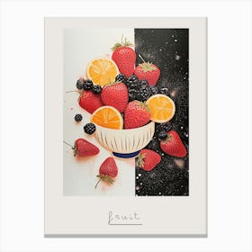 Strawberries Blackberries & Orange Art Deco Poster Canvas Print