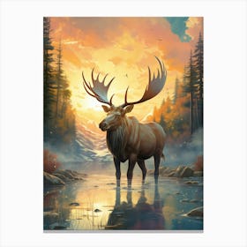 Moose in the forest Canvas Print