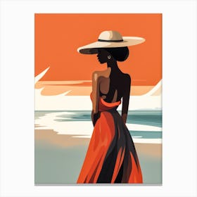 Illustration of an African American woman at the beach 124 Canvas Print