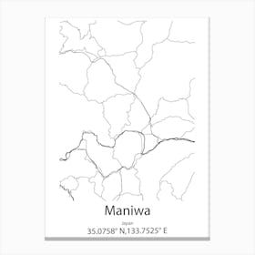 Maniwa,Japan Minimalist Map Canvas Print