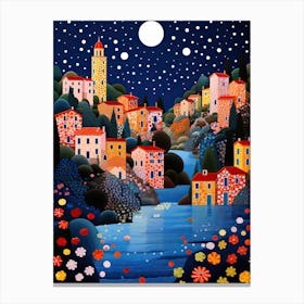 Portofino, Italy, Illustration In The Style Of Pop Art 3 Canvas Print