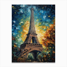 Eiffel Tower Paris France Vincent Van Gogh Style 14 Canvas Print