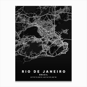 Rio De Janeiro Brazil Black Map Leinwandbild