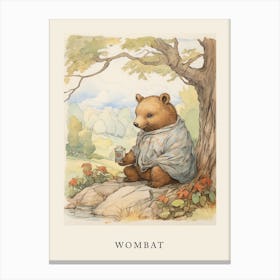 Beatrix Potter Inspired  Animal Watercolour Wombat 4 Canvas Print