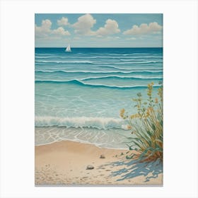 Sailboat From The Beach Canvas Print