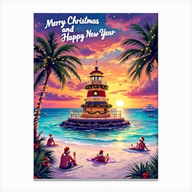 Christmas Lighthouse Canvas Print