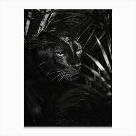 Black Cat In The Jungle.Generated AI. Wall Art Print 1 Canvas Print