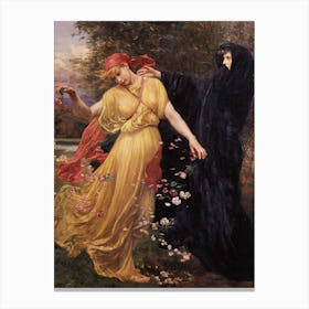 At the First Touch of Winter Summer Fades Away 1897 by Valentine Cameron Prinsep - Witchy Goddess Fairytale Pagan Mythology Yellow Dress Witch Occult Beautiful Remastered HD Canvas Print