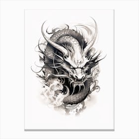 Chinese New Year Dragon Black And White Ink 4 Canvas Print