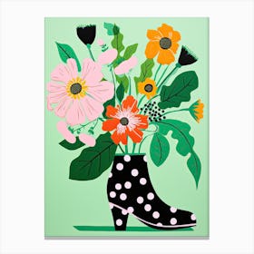 Shoe Bloom Symphony: Floral Footwear Art Canvas Print