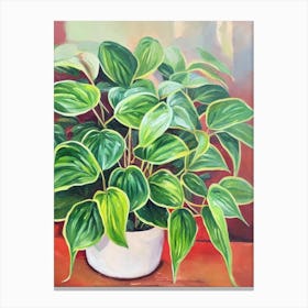 Epipremnum Aureum 2 Impressionist Painting Plant Canvas Print