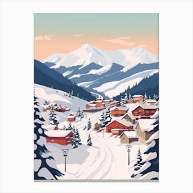 Retro Winter Illustration Whistler Canada Canvas Print