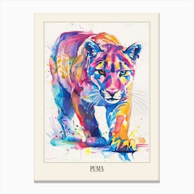Puma Colourful Watercolour 4 Poster Canvas Print