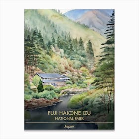 Fuji Hakone Izu National Park Japan Watercolour 3 Canvas Print