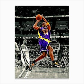 Kobe Bryant Of The Los Angeles Lakers Shoots In A Game Against The Memphis Grizzlies Canvas Print