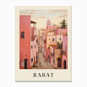 Rabat Morocco 3 Vintage Pink Travel Illustration Poster Canvas Print