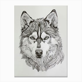 Husky Dog Line Sketch 2 Canvas Print