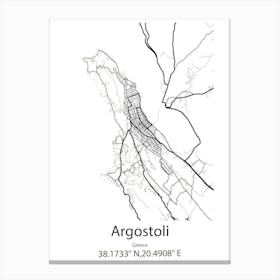 Argostoli,Greece Minimalist Map Canvas Print