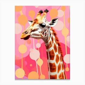 Pink Dotwork Giraffe 5 Canvas Print