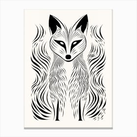 Linocut Fox Abstract Line Illustration 10 Canvas Print