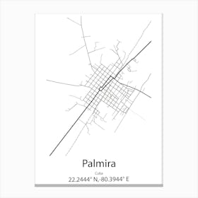 Palmira,Cuba Minimalist Map Canvas Print