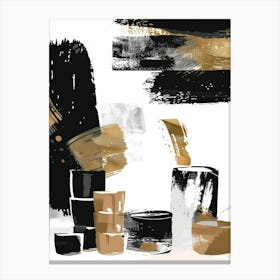 Black And Gold Brush Strokes 22 Canvas Print