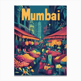 Aihrgdesign A 1970s Inspired Travel Poster For Mumbai 1 Canvas Print