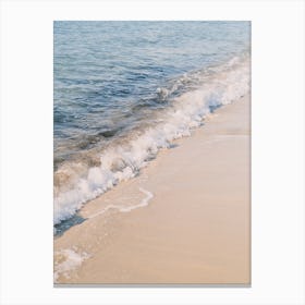 Pastel colour waves on Beach // Ibiza Nature & Travel Photography Canvas Print