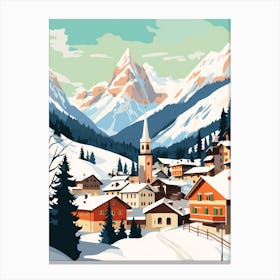 Vintage Winter Travel Illustration Lech Austria 1 Canvas Print