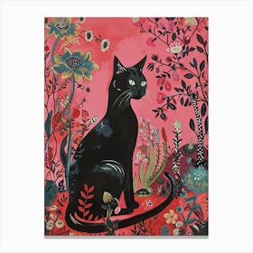 Floral Animal Painting Cat 1 Canvas Print