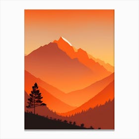Misty Mountains Vertical Composition In Orange Tone 317 Canvas Print